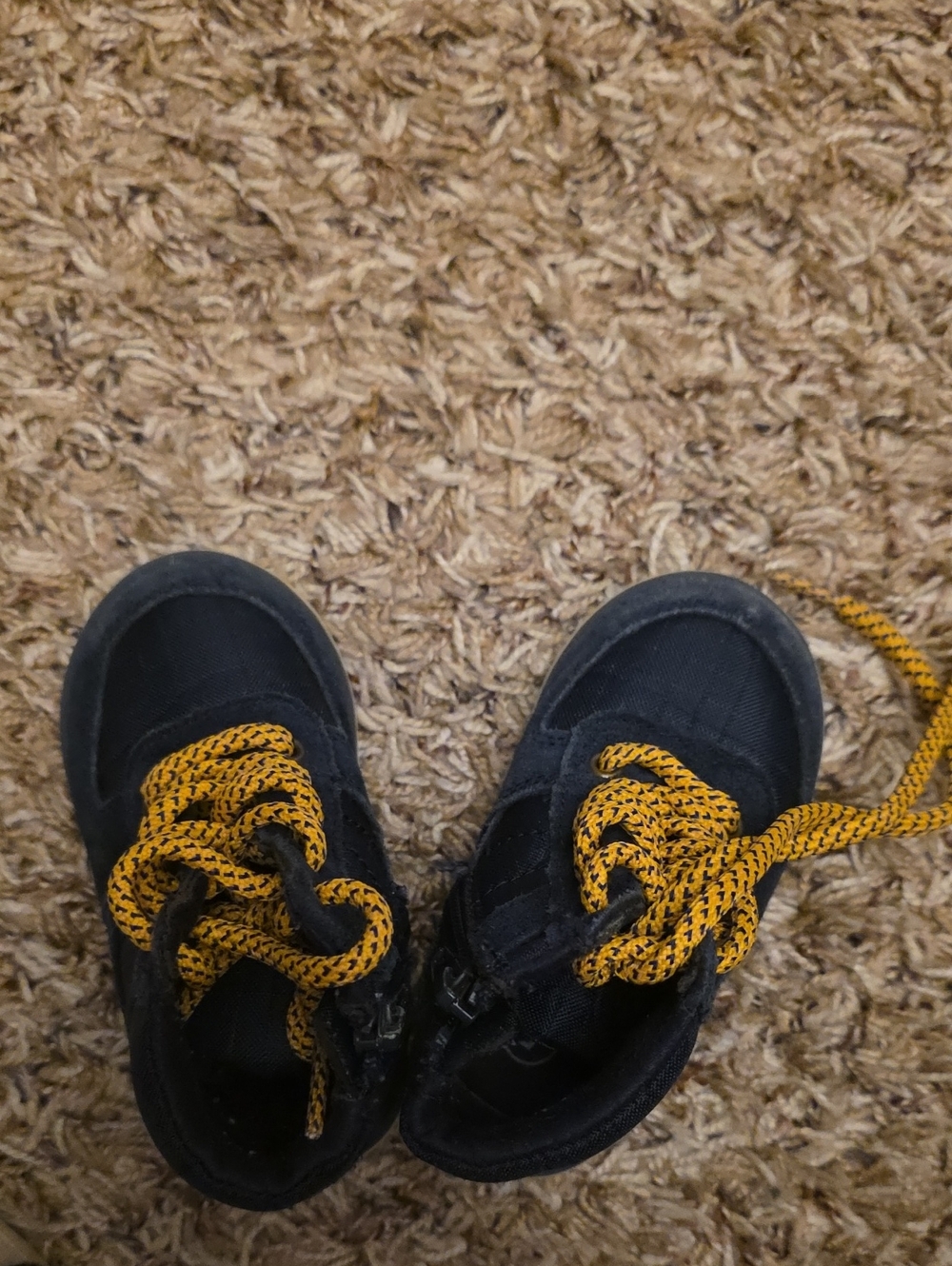 Toddler Navy High-Top Sneakers with Yellow Accent Laces
